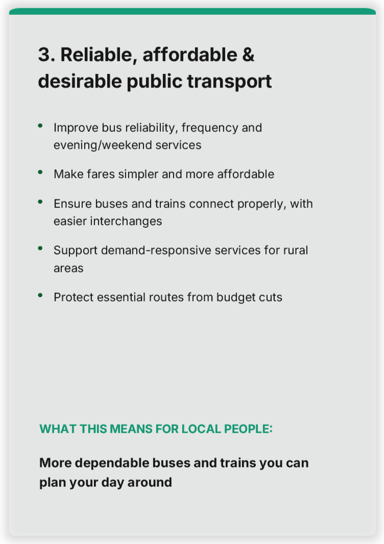 Strategic priority 3: Reliable, affordable & desirable public transport